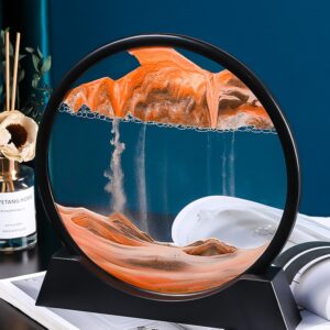 5/7/12inch Moving Sand Art Picture Round Glass 3D Deep Sea Sandscape In Motion Display Flowing Sand Frame Sand Painting