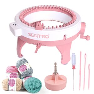 Sentro 48 Needles Smart Weaving Loom Round Spinning Knitting Machines with Row Counter, Knitting Board Rotating Double Loom