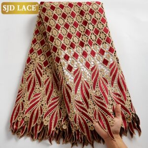 SJD LACE 2021Skin Friendly Classic African Eembroidery Guipure Cord with Stones Fabric Nigerian Celebration lace For Party A2547