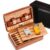 Portable Humidor Cigar Box Travel Cigar Case Leather Cedar Wood Cigar Humidor Box W/ Cutter Lighter Puro Set Accessories